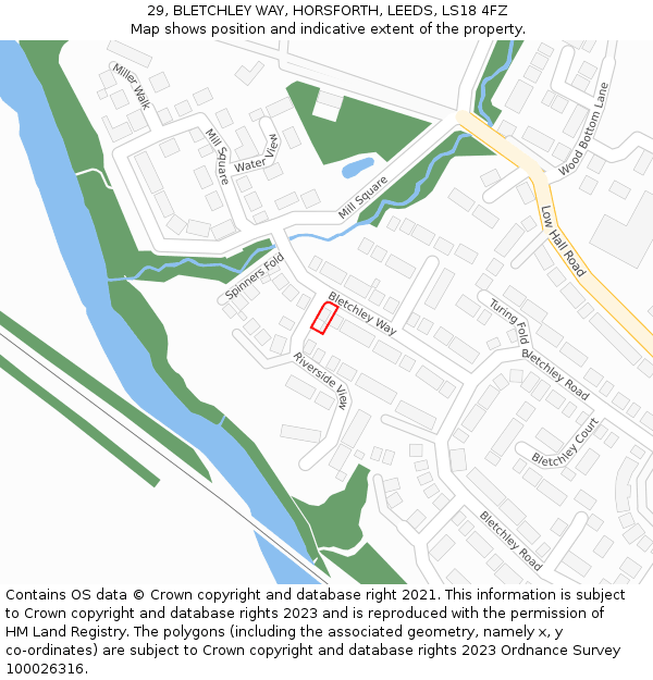 29, BLETCHLEY WAY, HORSFORTH, LEEDS, LS18 4FZ: Location map and indicative extent of plot