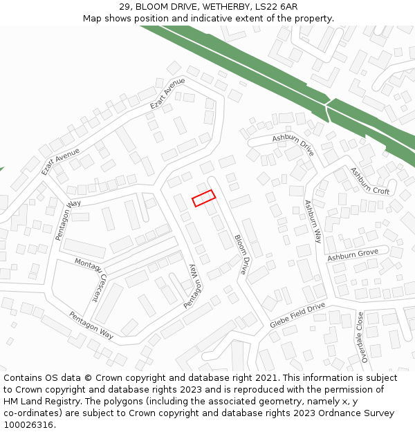 29, BLOOM DRIVE, WETHERBY, LS22 6AR: Location map and indicative extent of plot