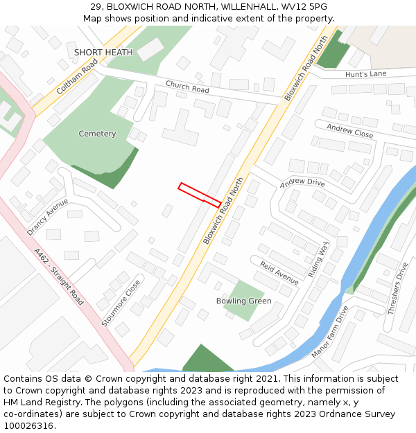 29, BLOXWICH ROAD NORTH, WILLENHALL, WV12 5PG: Location map and indicative extent of plot