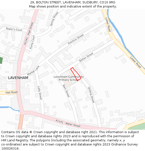 29, BOLTON STREET, LAVENHAM, SUDBURY, CO10 9RG: Location map and indicative extent of plot