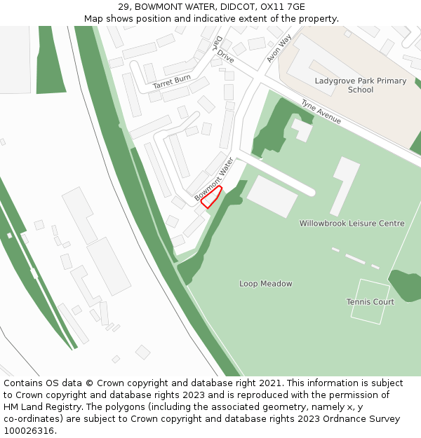 29, BOWMONT WATER, DIDCOT, OX11 7GE: Location map and indicative extent of plot