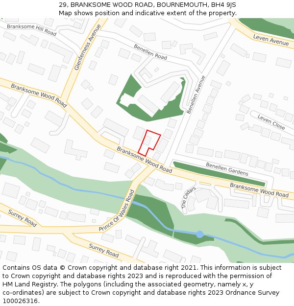 29, BRANKSOME WOOD ROAD, BOURNEMOUTH, BH4 9JS: Location map and indicative extent of plot