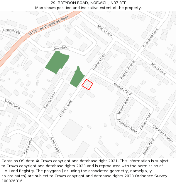 29, BREYDON ROAD, NORWICH, NR7 8EF: Location map and indicative extent of plot