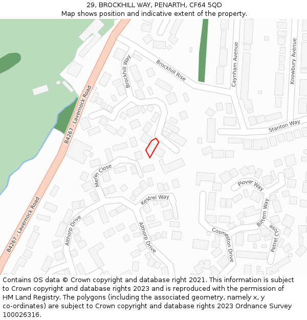 29, BROCKHILL WAY, PENARTH, CF64 5QD: Location map and indicative extent of plot