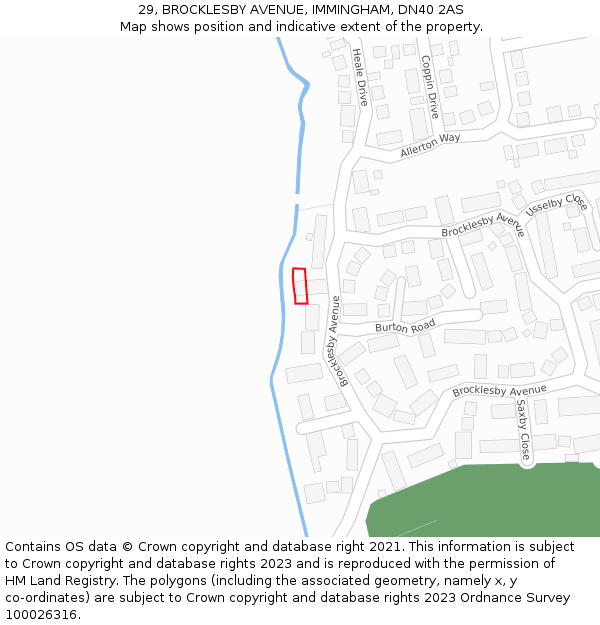 29, BROCKLESBY AVENUE, IMMINGHAM, DN40 2AS: Location map and indicative extent of plot