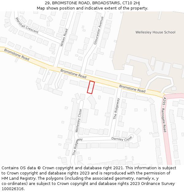 29, BROMSTONE ROAD, BROADSTAIRS, CT10 2HJ: Location map and indicative extent of plot