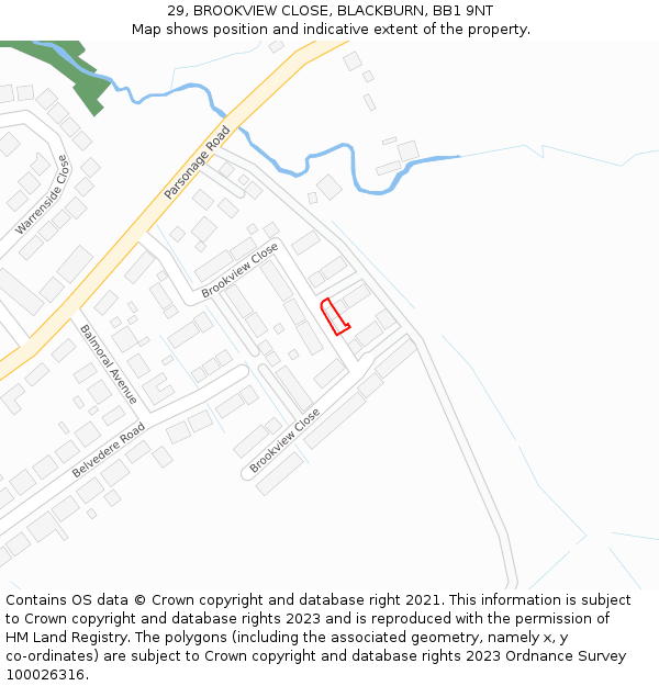 29, BROOKVIEW CLOSE, BLACKBURN, BB1 9NT: Location map and indicative extent of plot