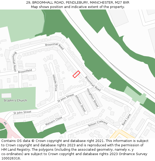 29, BROOMHALL ROAD, PENDLEBURY, MANCHESTER, M27 8XR: Location map and indicative extent of plot