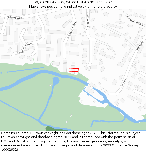 29, CAMBRIAN WAY, CALCOT, READING, RG31 7DD: Location map and indicative extent of plot