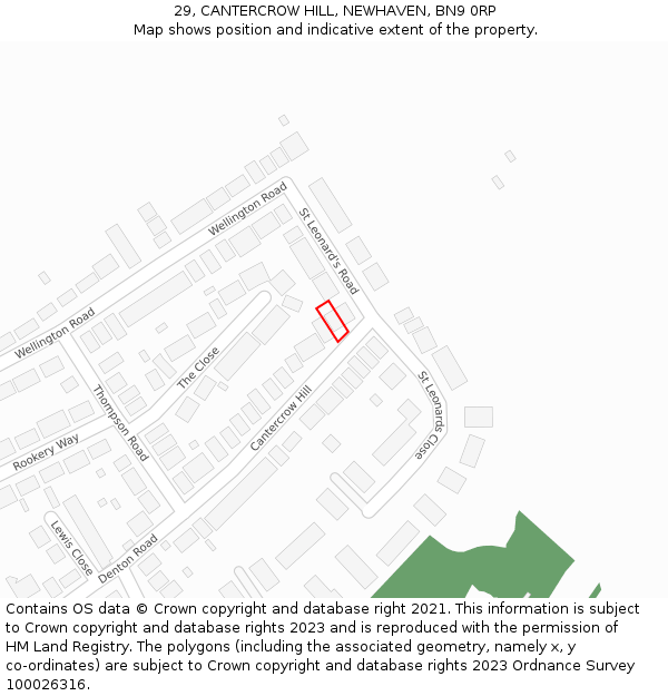 29, CANTERCROW HILL, NEWHAVEN, BN9 0RP: Location map and indicative extent of plot