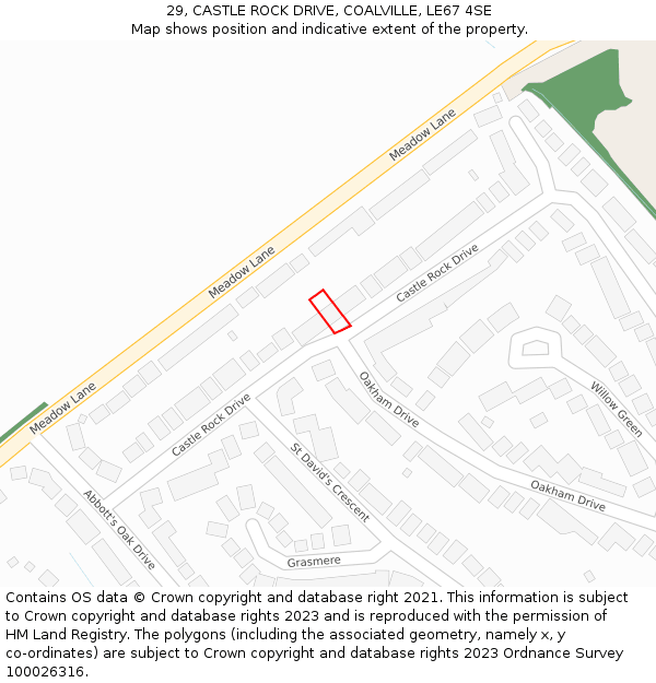 29, CASTLE ROCK DRIVE, COALVILLE, LE67 4SE: Location map and indicative extent of plot