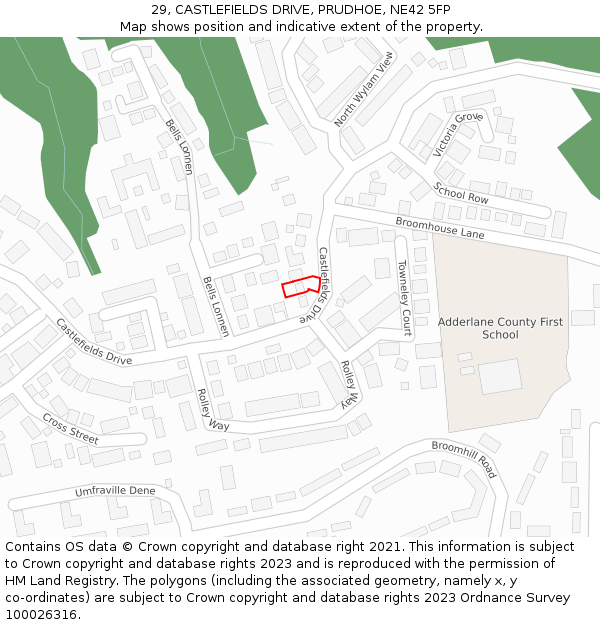 29, CASTLEFIELDS DRIVE, PRUDHOE, NE42 5FP: Location map and indicative extent of plot