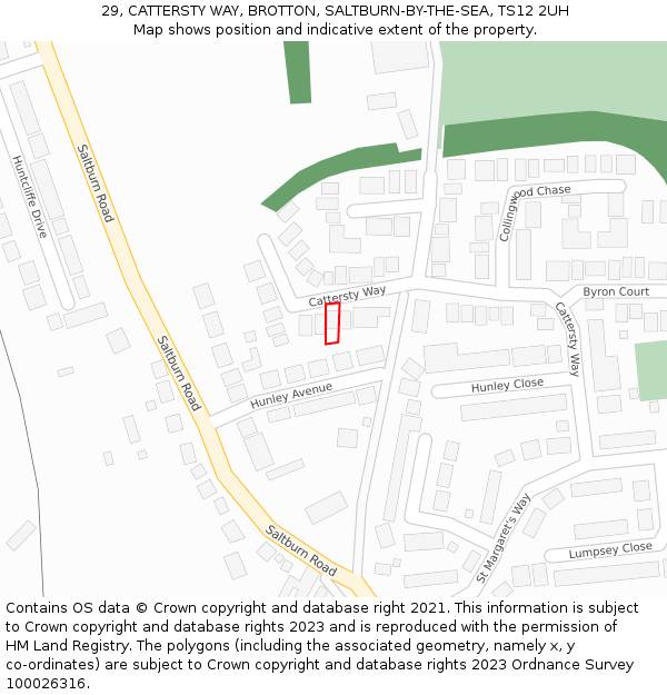 29, CATTERSTY WAY, BROTTON, SALTBURN-BY-THE-SEA, TS12 2UH: Location map and indicative extent of plot