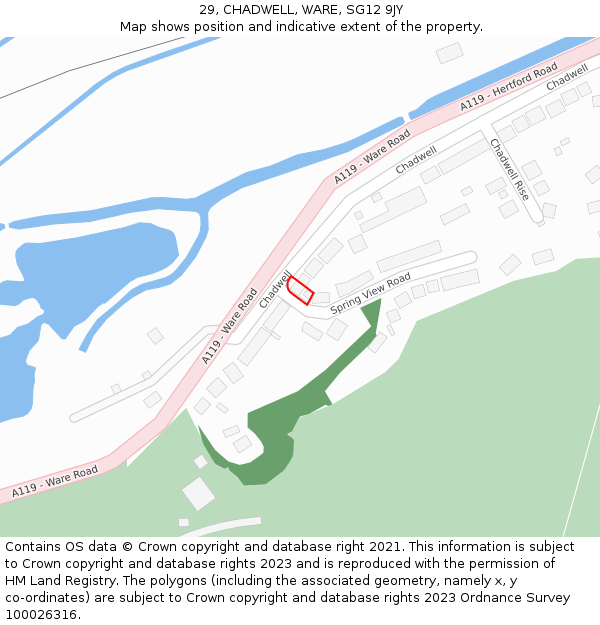 29, CHADWELL, WARE, SG12 9JY: Location map and indicative extent of plot