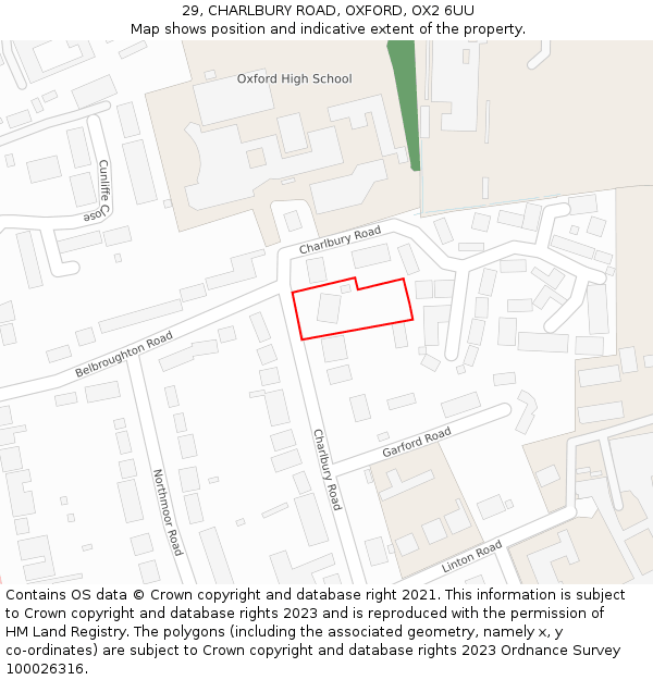 29, CHARLBURY ROAD, OXFORD, OX2 6UU: Location map and indicative extent of plot