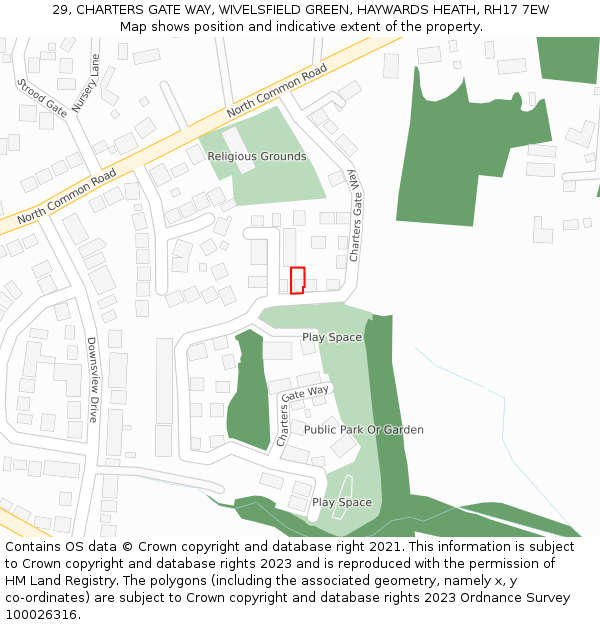 29, CHARTERS GATE WAY, WIVELSFIELD GREEN, HAYWARDS HEATH, RH17 7EW: Location map and indicative extent of plot