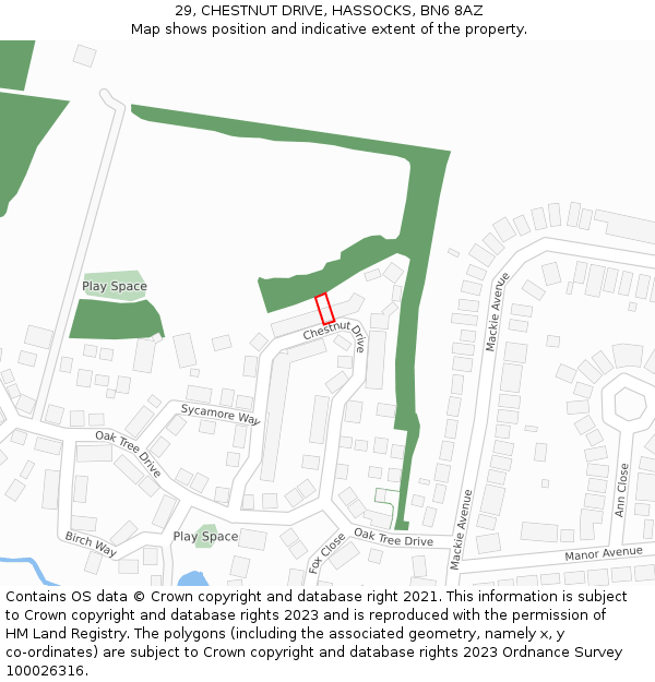 29, CHESTNUT DRIVE, HASSOCKS, BN6 8AZ: Location map and indicative extent of plot