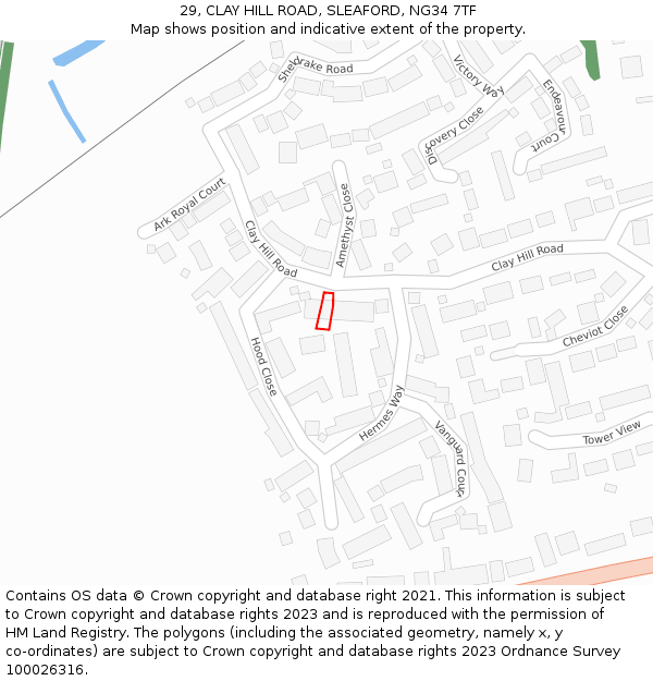 29, CLAY HILL ROAD, SLEAFORD, NG34 7TF: Location map and indicative extent of plot