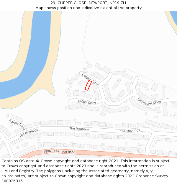29, CLIPPER CLOSE, NEWPORT, NP19 7LL: Location map and indicative extent of plot