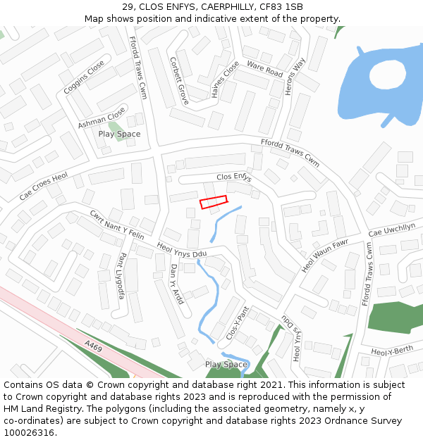 29, CLOS ENFYS, CAERPHILLY, CF83 1SB: Location map and indicative extent of plot