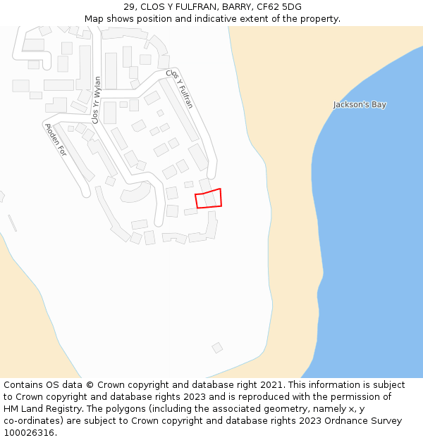 29, CLOS Y FULFRAN, BARRY, CF62 5DG: Location map and indicative extent of plot