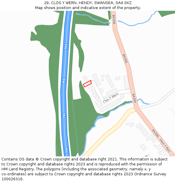 29, CLOS Y WERN, HENDY, SWANSEA, SA4 0XZ: Location map and indicative extent of plot