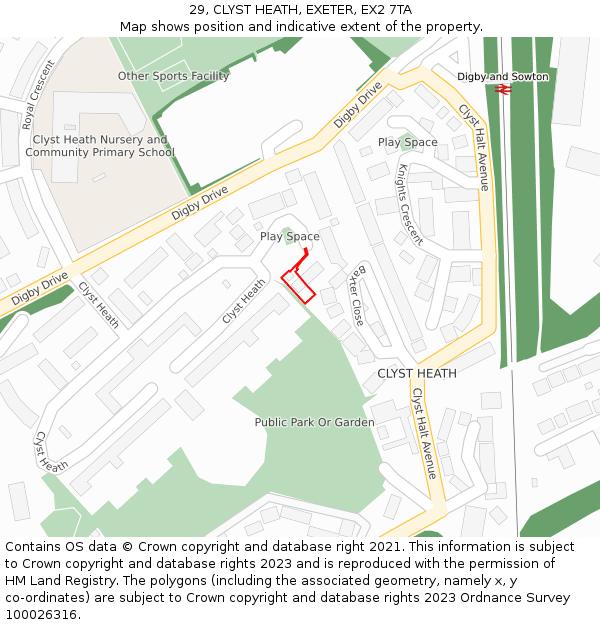 29, CLYST HEATH, EXETER, EX2 7TA: Location map and indicative extent of plot