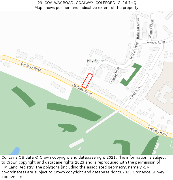 29, COALWAY ROAD, COALWAY, COLEFORD, GL16 7HQ: Location map and indicative extent of plot