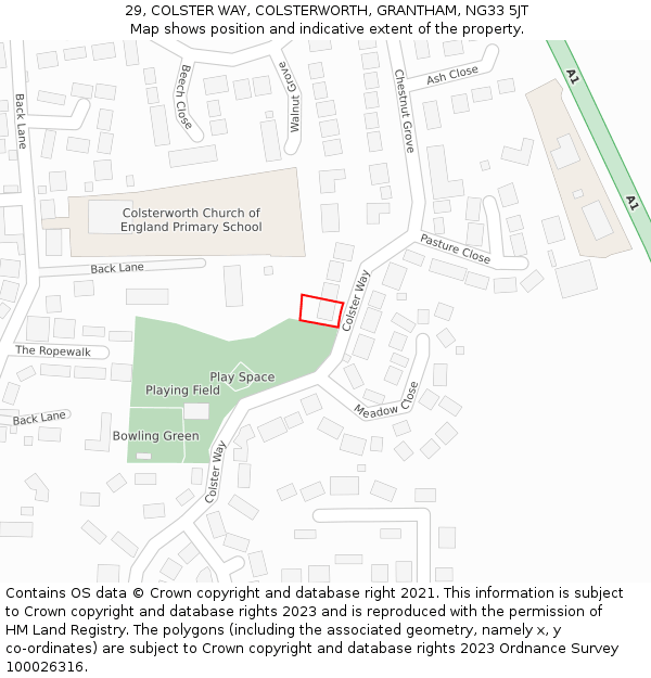 29, COLSTER WAY, COLSTERWORTH, GRANTHAM, NG33 5JT: Location map and indicative extent of plot