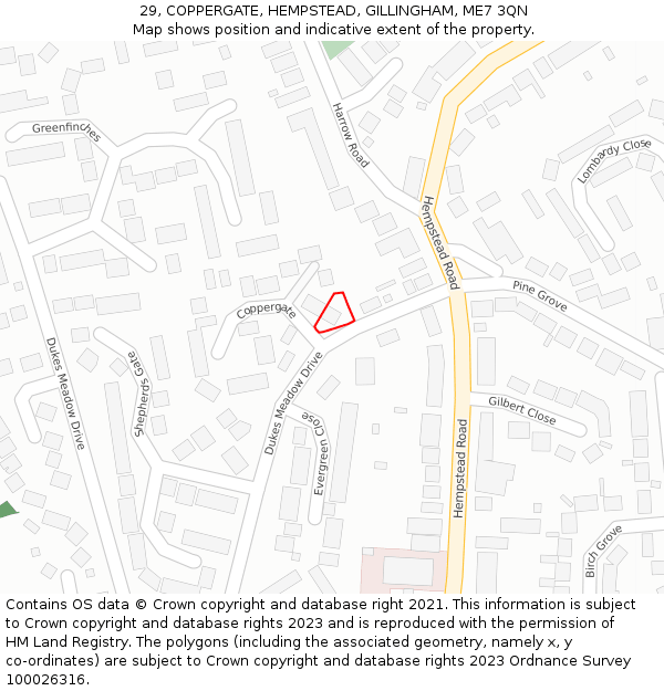 29, COPPERGATE, HEMPSTEAD, GILLINGHAM, ME7 3QN: Location map and indicative extent of plot