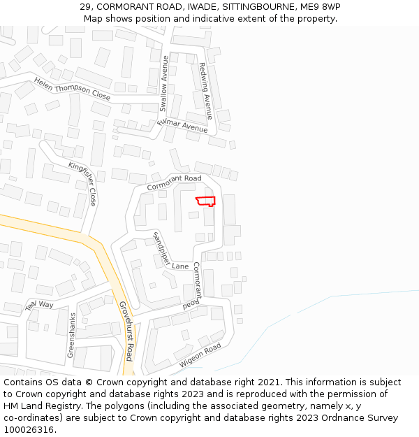 29, CORMORANT ROAD, IWADE, SITTINGBOURNE, ME9 8WP: Location map and indicative extent of plot