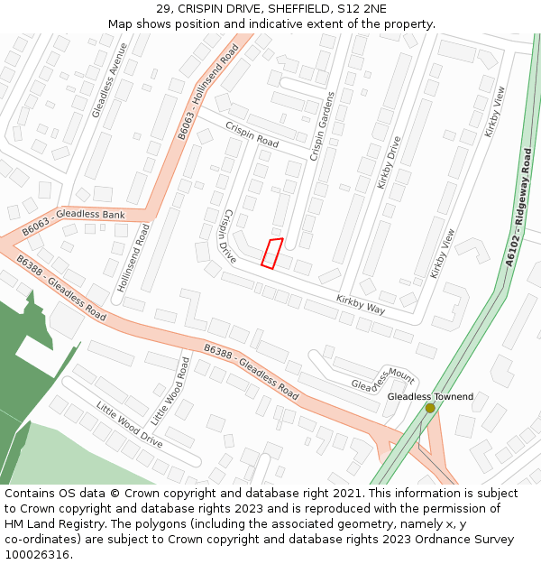 29, CRISPIN DRIVE, SHEFFIELD, S12 2NE: Location map and indicative extent of plot