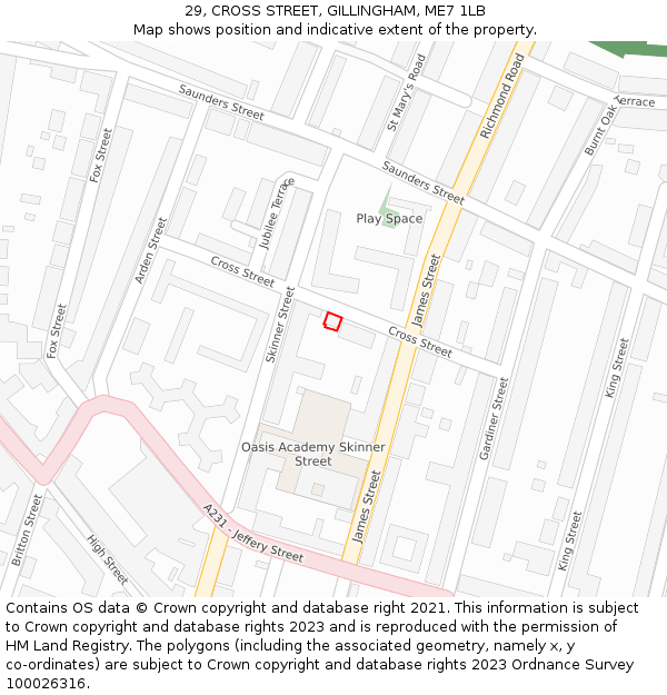 29, CROSS STREET, GILLINGHAM, ME7 1LB: Location map and indicative extent of plot