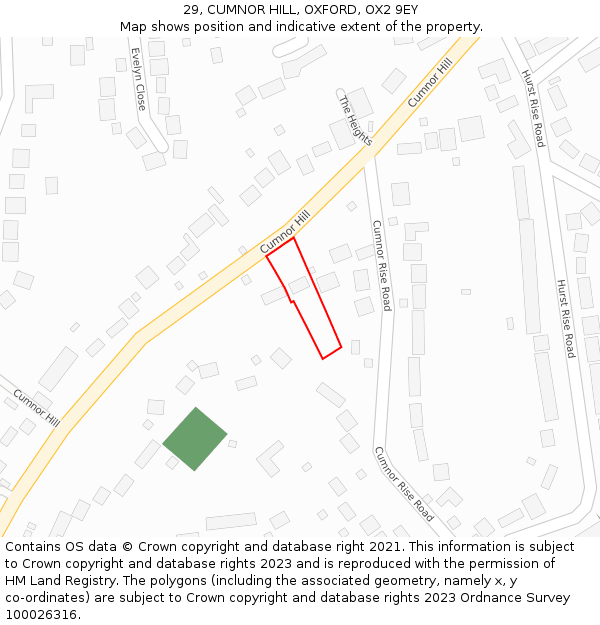 29, CUMNOR HILL, OXFORD, OX2 9EY: Location map and indicative extent of plot