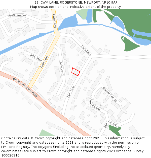 29, CWM LANE, ROGERSTONE, NEWPORT, NP10 9AF: Location map and indicative extent of plot