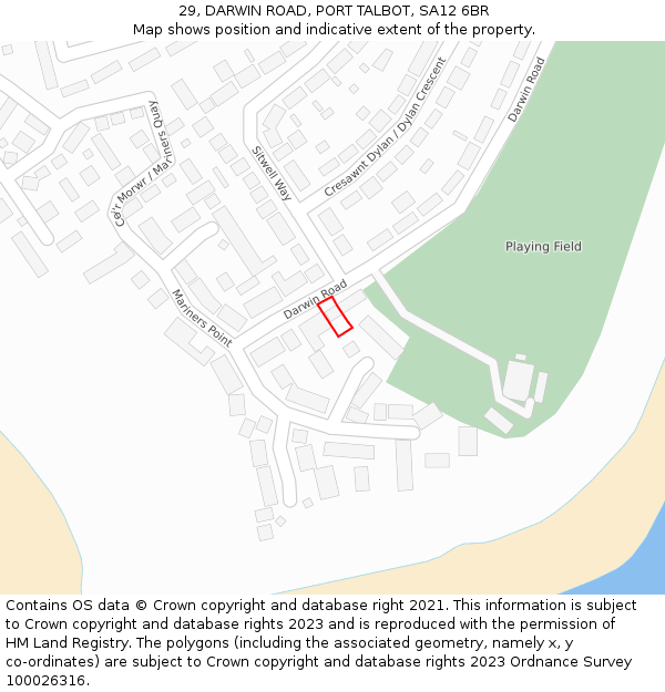 29, DARWIN ROAD, PORT TALBOT, SA12 6BR: Location map and indicative extent of plot
