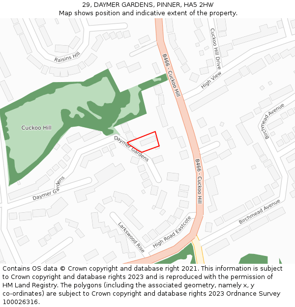 29, DAYMER GARDENS, PINNER, HA5 2HW: Location map and indicative extent of plot