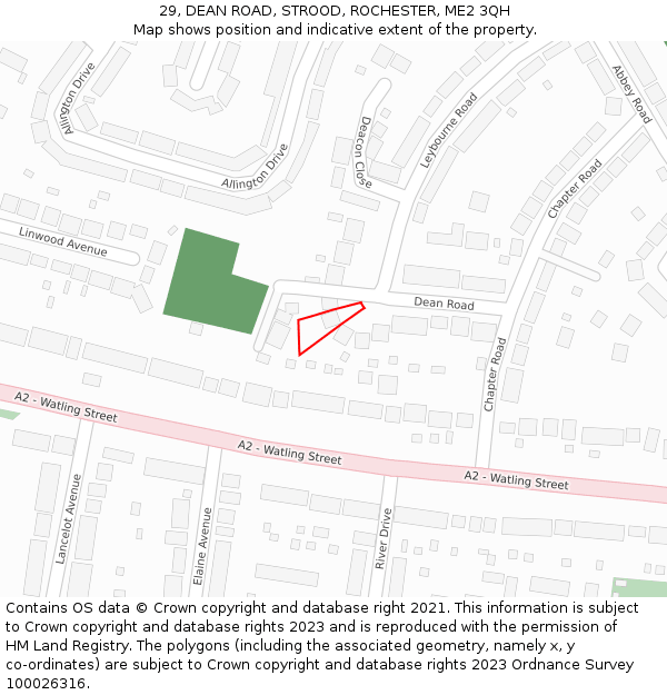 29, DEAN ROAD, STROOD, ROCHESTER, ME2 3QH: Location map and indicative extent of plot