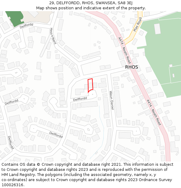 29, DELFFORDD, RHOS, SWANSEA, SA8 3EJ: Location map and indicative extent of plot