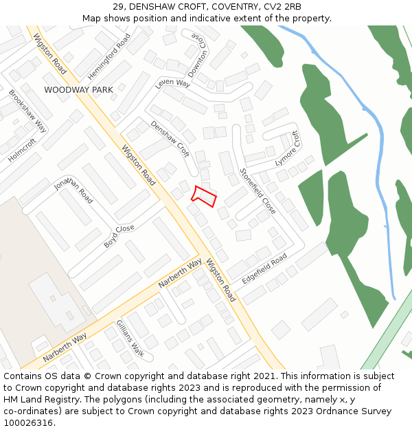 29, DENSHAW CROFT, COVENTRY, CV2 2RB: Location map and indicative extent of plot