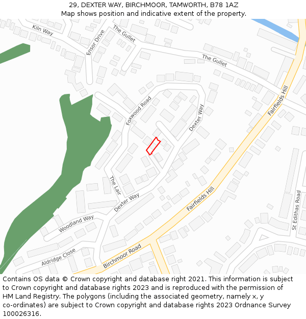 29, DEXTER WAY, BIRCHMOOR, TAMWORTH, B78 1AZ: Location map and indicative extent of plot