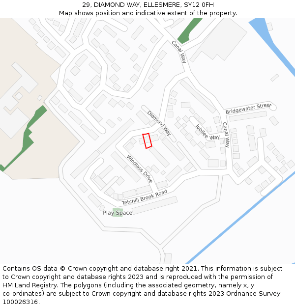 29, DIAMOND WAY, ELLESMERE, SY12 0FH: Location map and indicative extent of plot