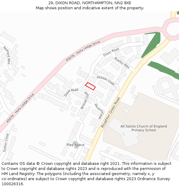 29, DIXON ROAD, NORTHAMPTON, NN2 8XE: Location map and indicative extent of plot