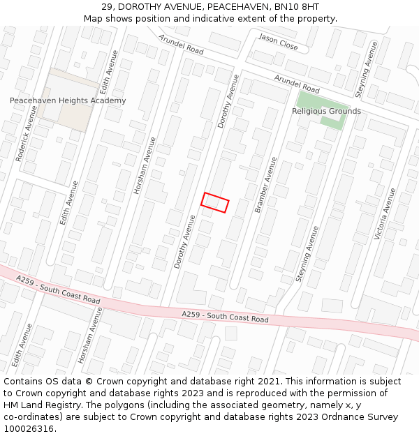 29, DOROTHY AVENUE, PEACEHAVEN, BN10 8HT: Location map and indicative extent of plot