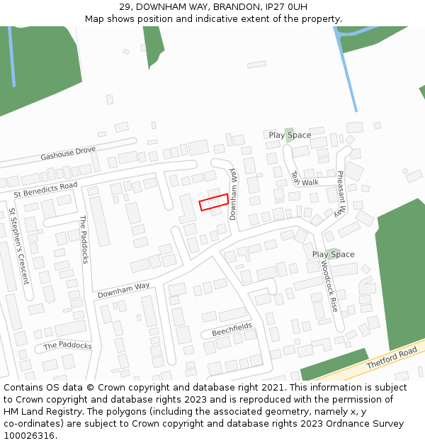 29, DOWNHAM WAY, BRANDON, IP27 0UH: Location map and indicative extent of plot