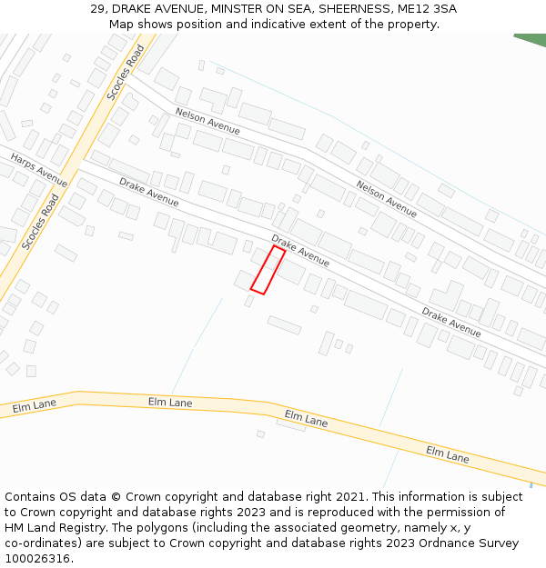 29, DRAKE AVENUE, MINSTER ON SEA, SHEERNESS, ME12 3SA: Location map and indicative extent of plot