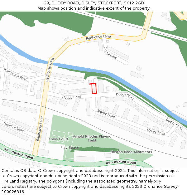 29, DUDDY ROAD, DISLEY, STOCKPORT, SK12 2GD: Location map and indicative extent of plot