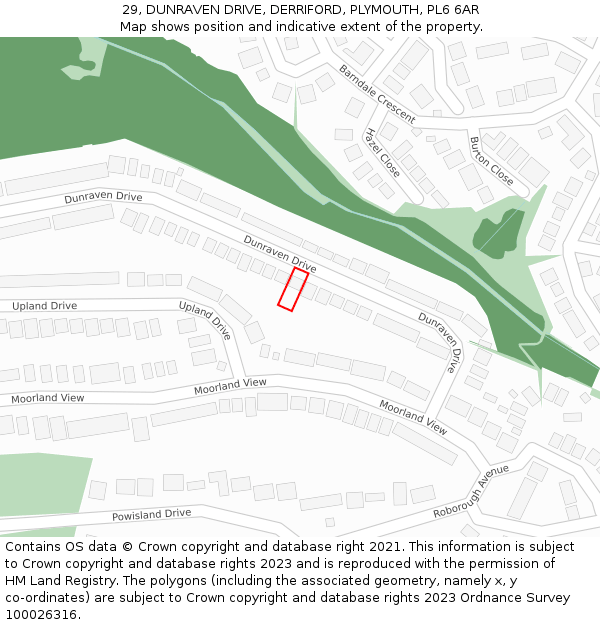 29, DUNRAVEN DRIVE, DERRIFORD, PLYMOUTH, PL6 6AR: Location map and indicative extent of plot