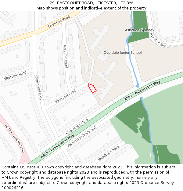 29, EASTCOURT ROAD, LEICESTER, LE2 3YA: Location map and indicative extent of plot