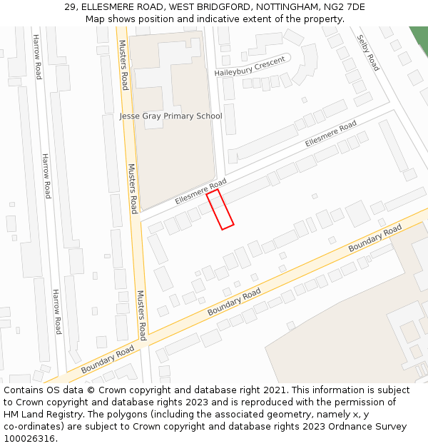 29, ELLESMERE ROAD, WEST BRIDGFORD, NOTTINGHAM, NG2 7DE: Location map and indicative extent of plot